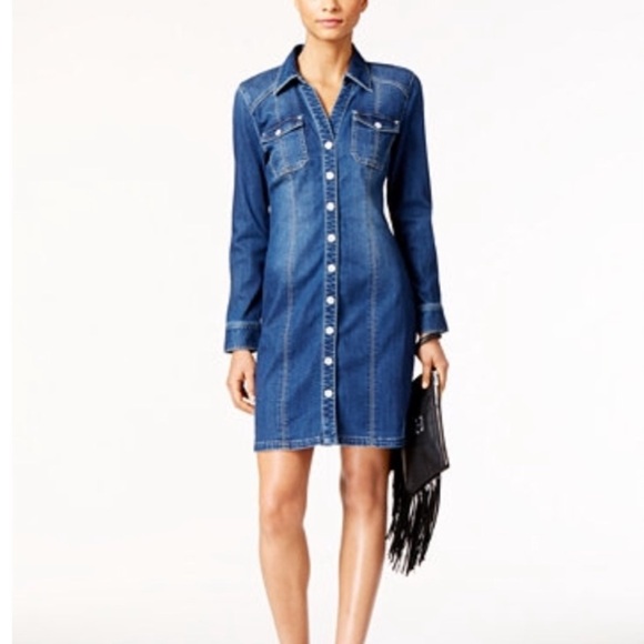 Inc Denim buttoned dress stretch - Picture 4 of 8